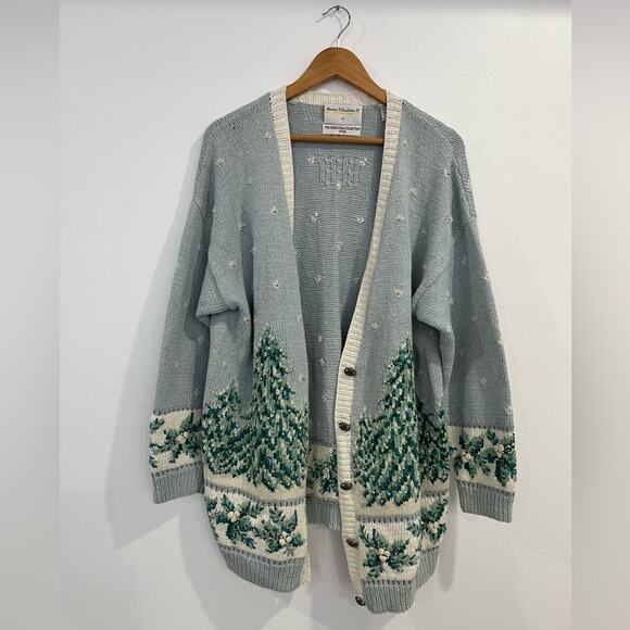VTG Marisa Christina Christmas Collection 1996 Oversized Ugly Cardigan 0X Tree - Picture 2 of 16